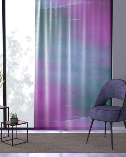 Dark Blue Green Sea Purple Fog Window Curtain, 50" x 84", partially transparent