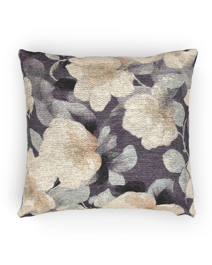 Tan White Florals Woven Pillow, 17" x 18"