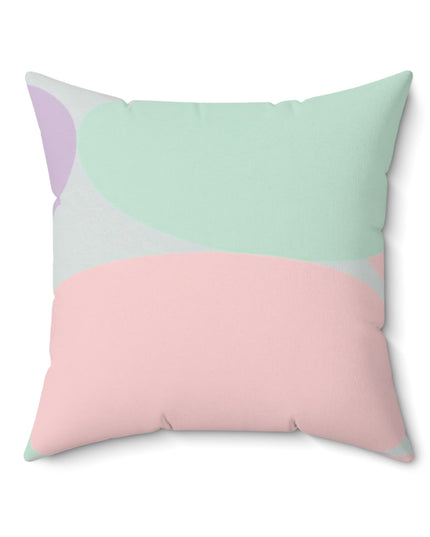 Pastel Peach and Soft Green Patches 20" x 20" Faux Suede Square Pillow