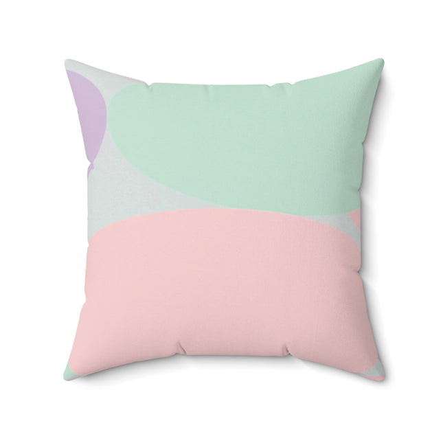 Pastel Peach and Soft Green Patches 20" x 20" Faux Suede Square Pillow