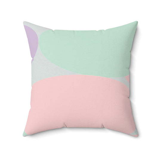 Pastel Peach and Soft Green Patches 20" x 20" Faux Suede Square Pillow