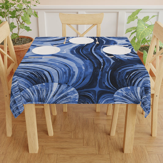 Uzi Spiral Deep Blue Tablecloth, 55" x 55"