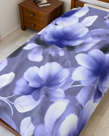 Indigo Blossom Floral Bunch Velveteen Plush Blanket, 60" x 80"