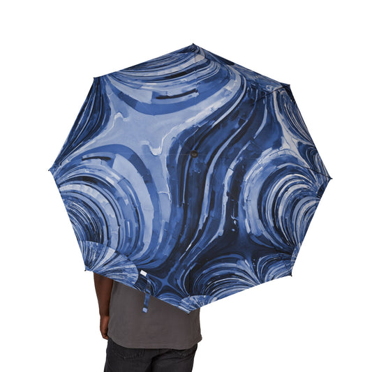 Uzi Spiral Deep Blue Foldable Umbrella - Compact & Chic