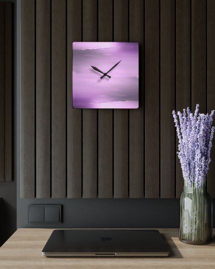 Dark Pink Sea Amethyst Fog Acrylic Wall Clock, Round or Square, 10.75" x 10.75"