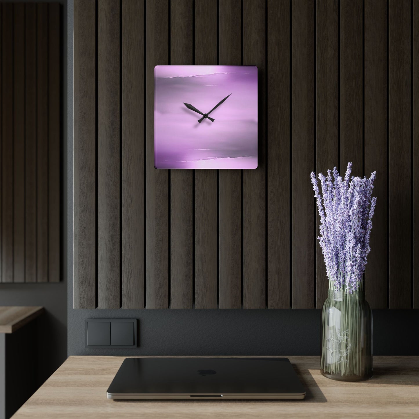 Dark Pink Sea Amethyst Fog Acrylic Wall Clock, Round or Square, 10.75" x 10.75"