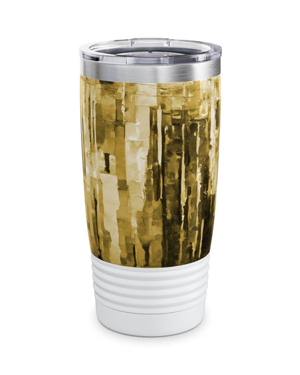 Striped Light Brown Ringneck Tumbler, 20oz in white