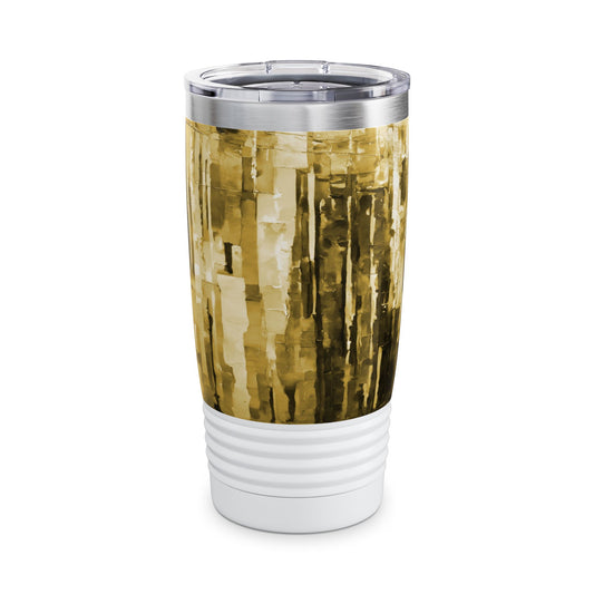 Striped Light Brown Ringneck Tumbler, 20oz in white, steel and black
