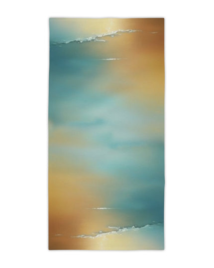Blue Sea Red Orange Fog Beach Towel, 30" x 60"