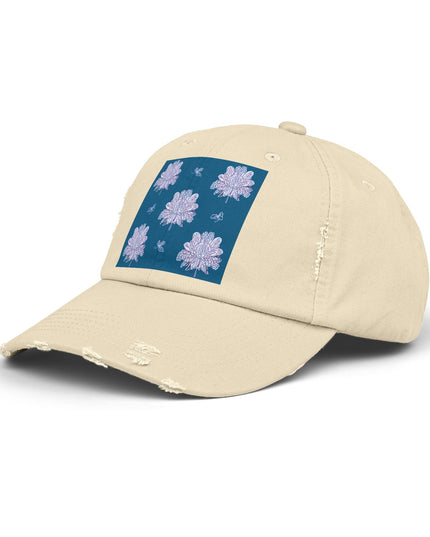 Lavender Floral Butterflies Unisex Distressed Cap