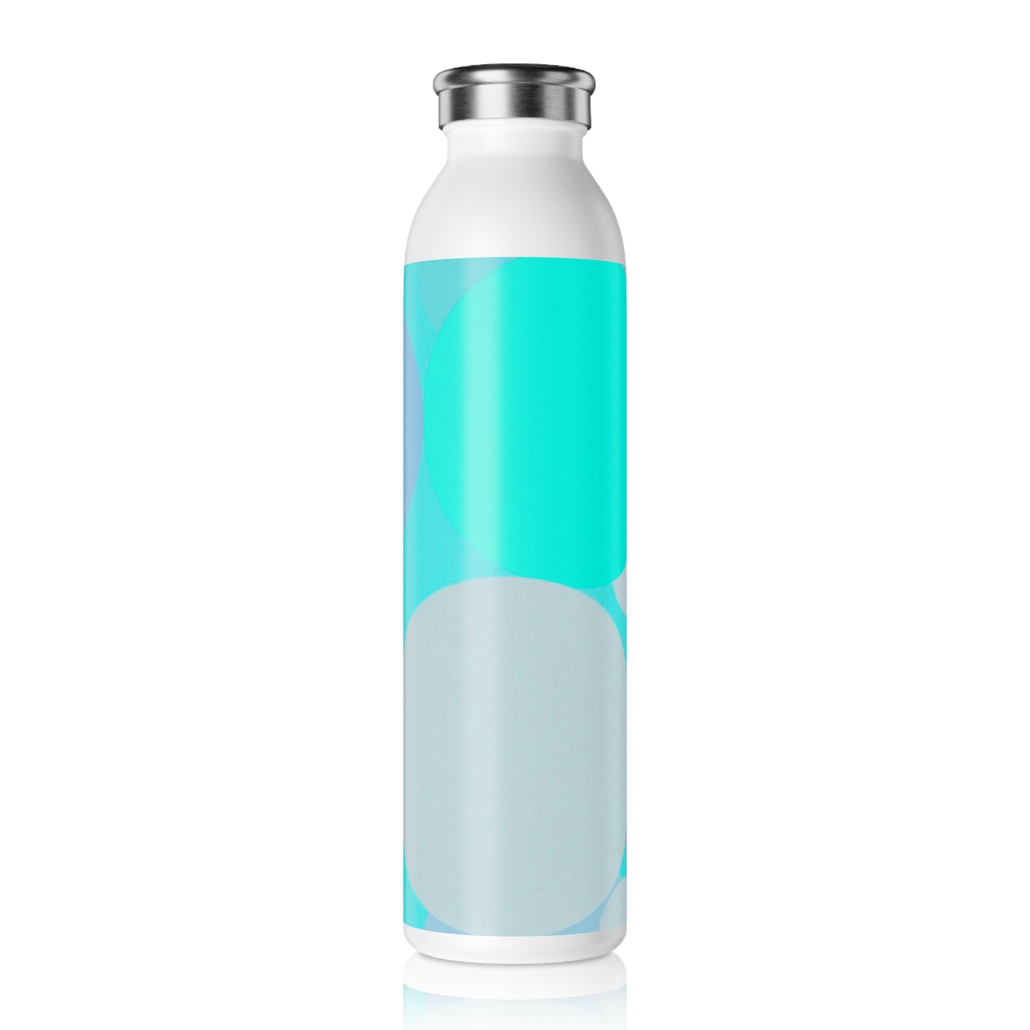 Pastel Tan and Tif Patches Slim Water Bottle, 20 oz White