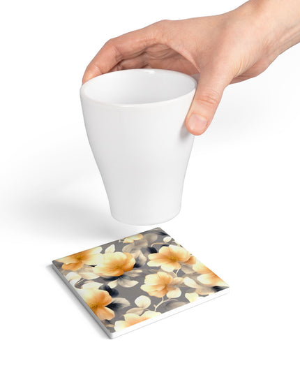 Soft Blossom Floral Bunch Square Ceramic Coaster, 4" x 4"