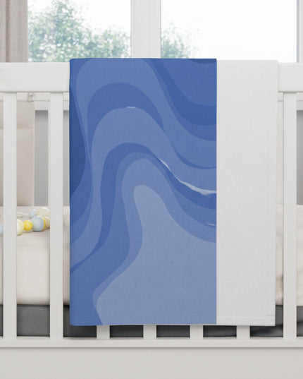 Deep Blue Wavey Soft Fleece Baby Blanket, 30" x 40"