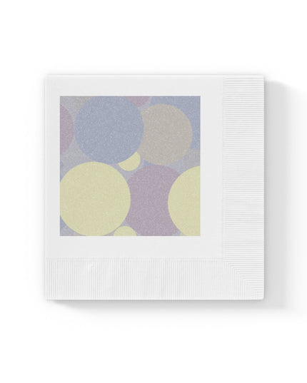Pastel Soft Blue and Soft White Patches White Coined Napkins, 4.8" x 4.8"