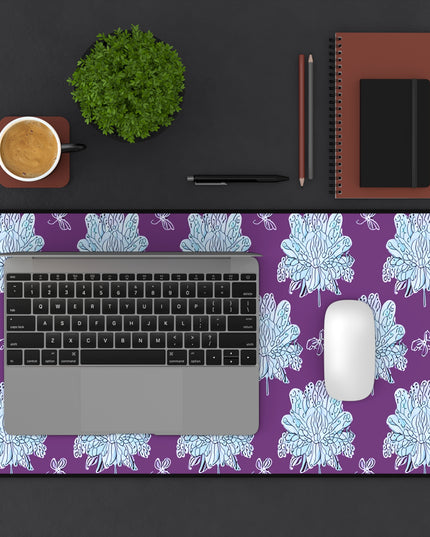Blue Floral Butterflies 12" x 22" Desk Mat