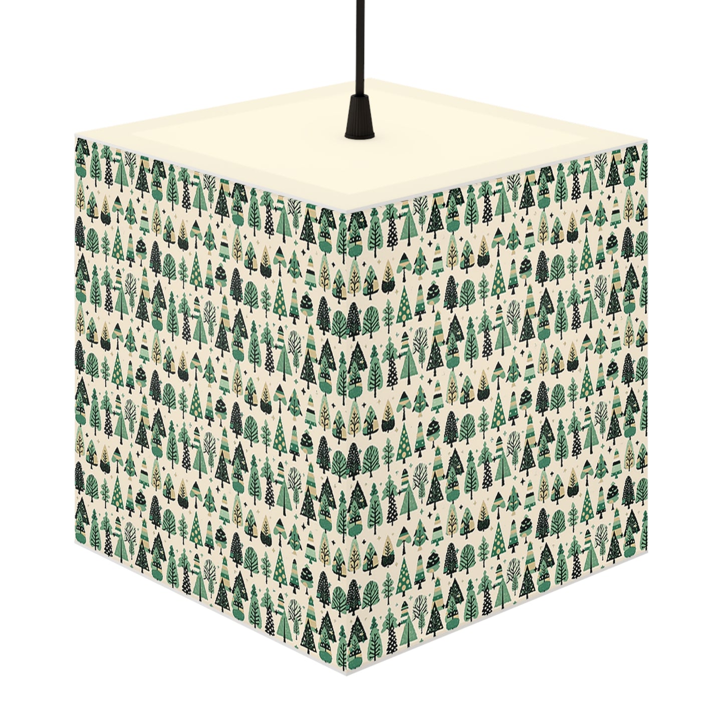 Mini Vintage Green Trees 7.6" × 7.6" × 7.6" Light Cube Lamp