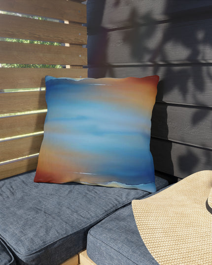 Blue Sea Red Orange Fog 16" x 16" Outdoor Pillows