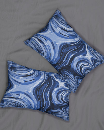 Uzi Spiral Deep Blue Spun Polyester Lumbar Pillow, 20" x 14"