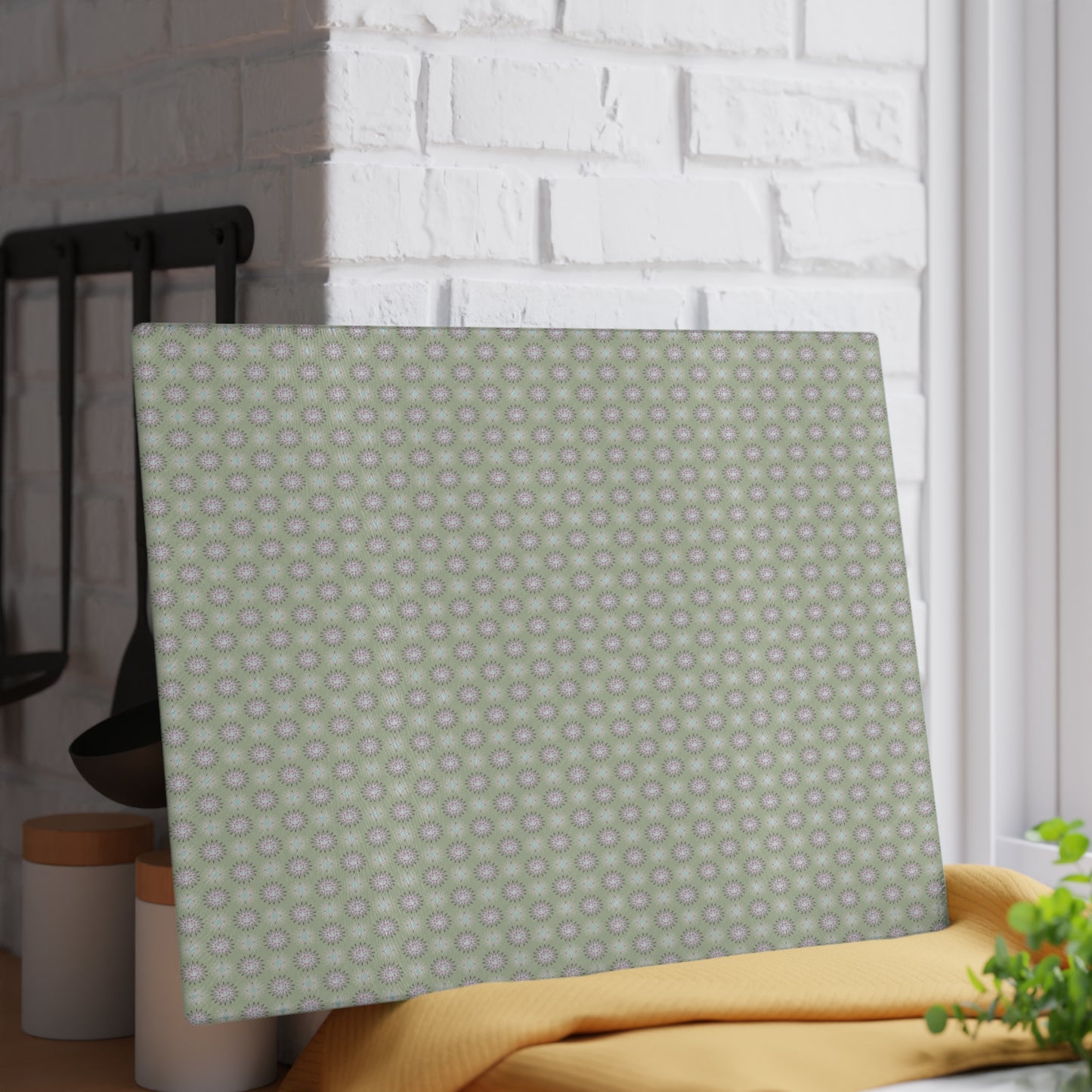 Olive Star-crossed Bodies Glass Cutting Board, 11" x 15"