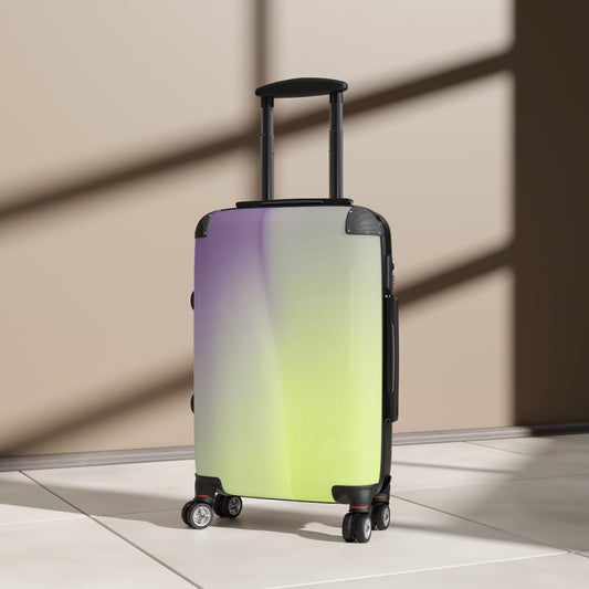 Purple Golden Fade Fade Small Suitcase with built in lock, 4 double-wheels, telescopic handle, and ABS back hard-shell
