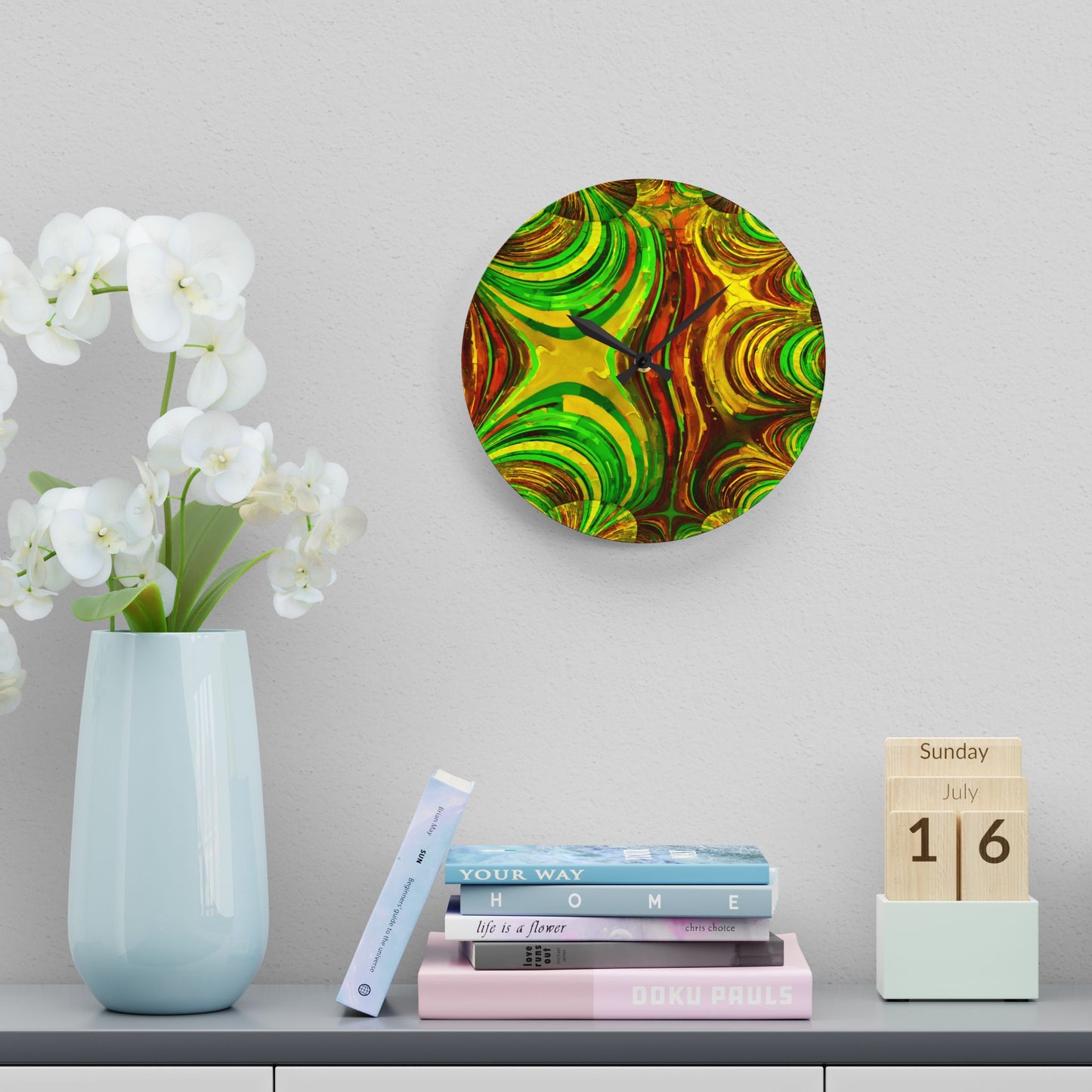 Uzi Spiral Beta Acrylic Wall Clock, Round or Square, 10.75" x 10.75"