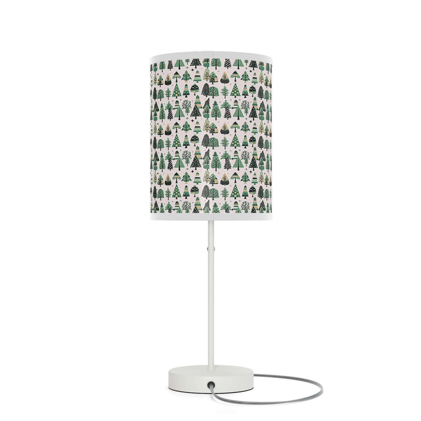 Mini Vintage Green Trees Table Lamp on a White or Silver Stand, US|CA plug