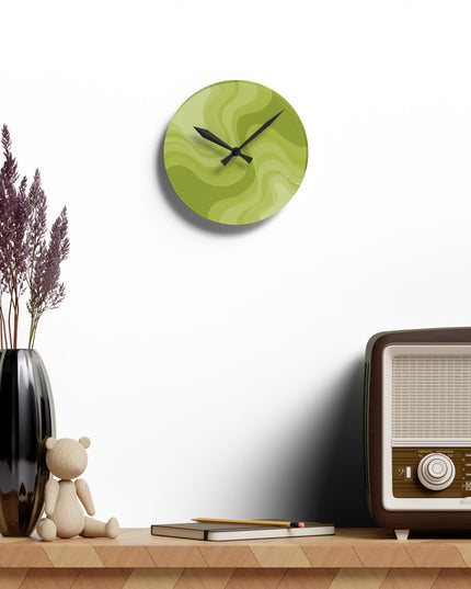 Lemon Wavey 8" x 8" Round Acrylic Wall Clock