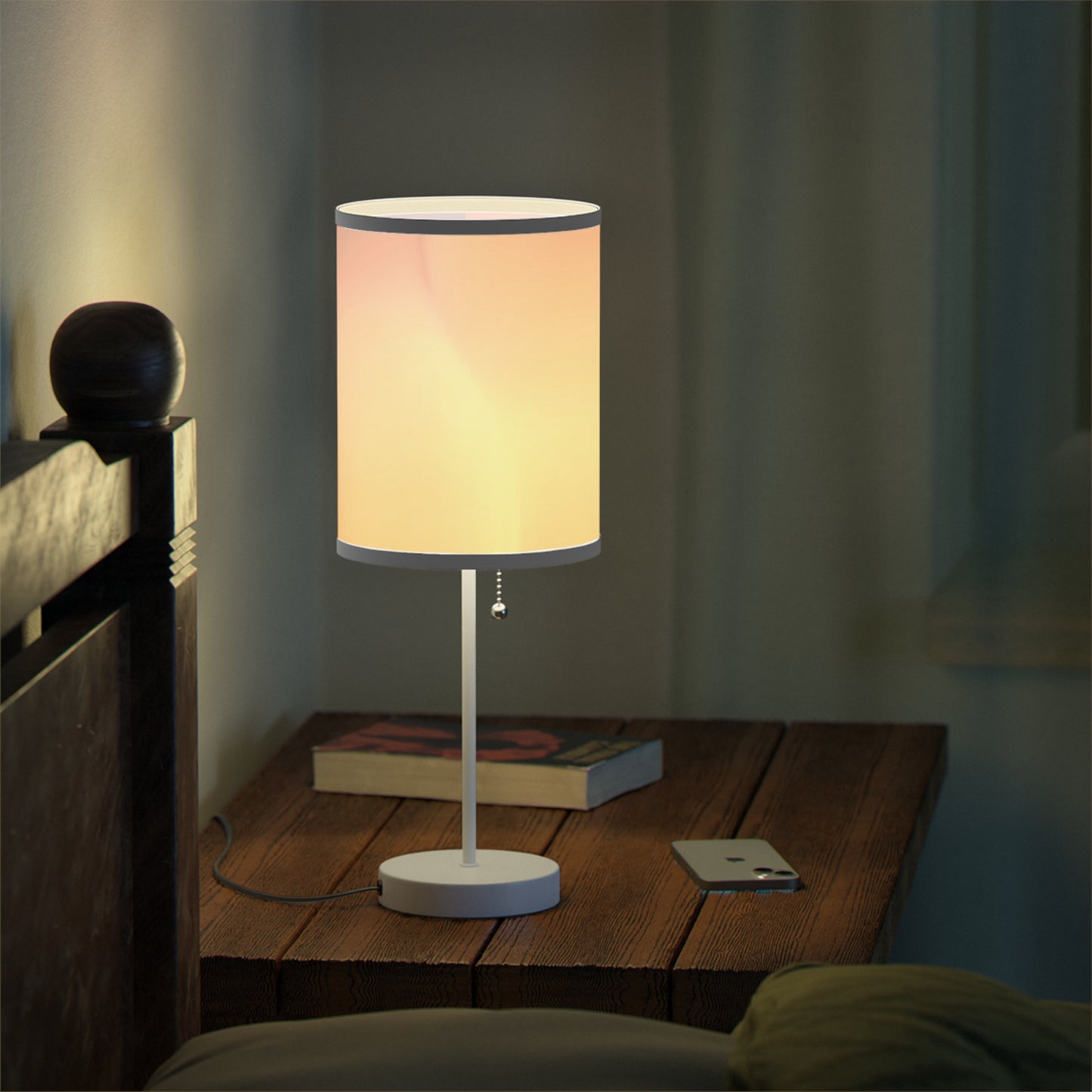 Hot Peach Fade Table Lamp on a White or Silver Stand, US|CA plug