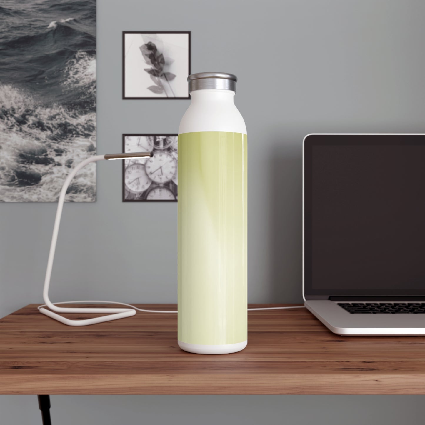 Lemon Fade Slim Water Bottle, 20 oz White