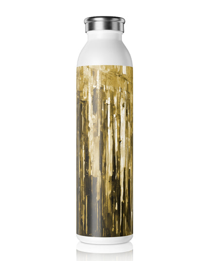Striped Light Brown Slim Water Bottle, 20 oz White