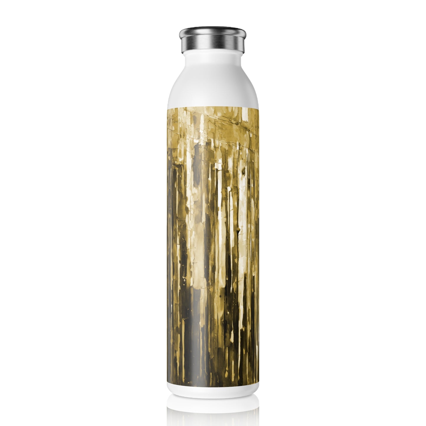 Striped Light Brown Slim Water Bottle, 20 oz White