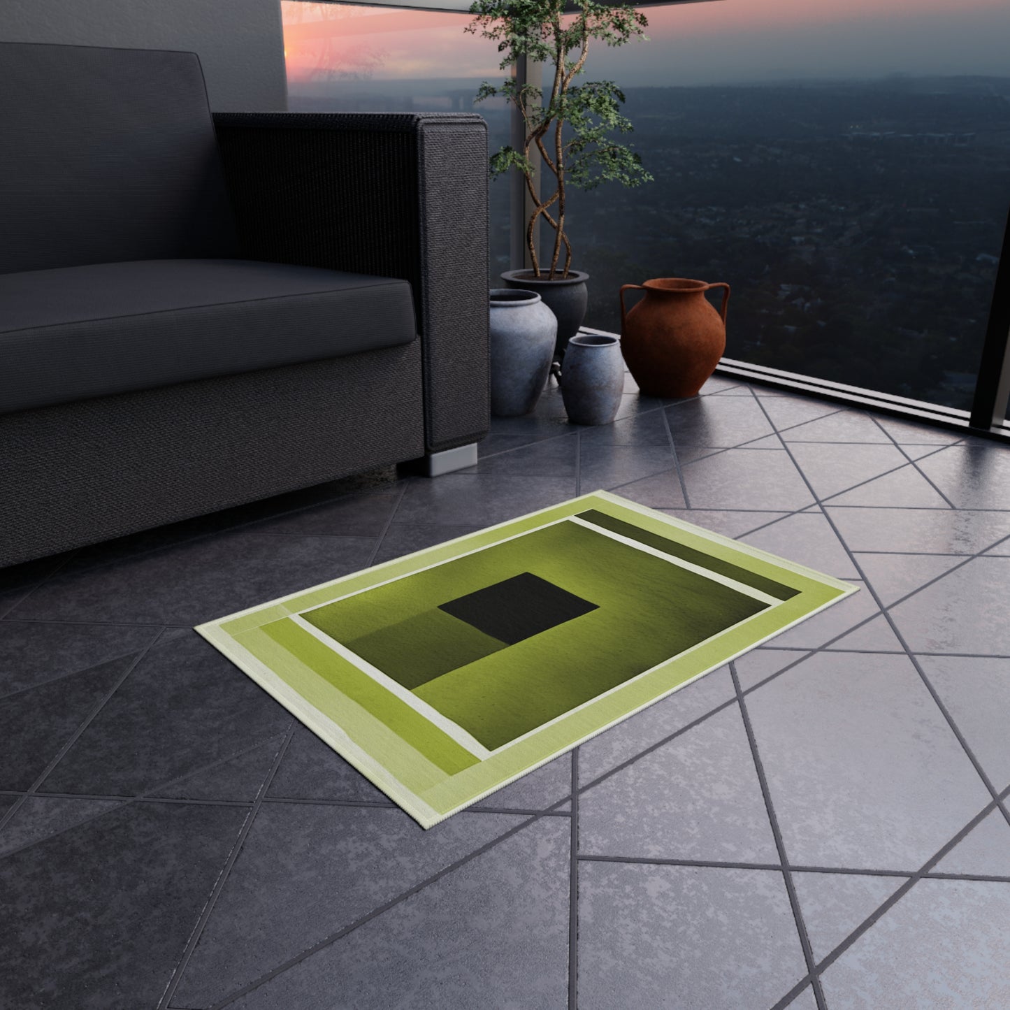 Lemongrass Shadow Outdoor Rug, 24" x 36"