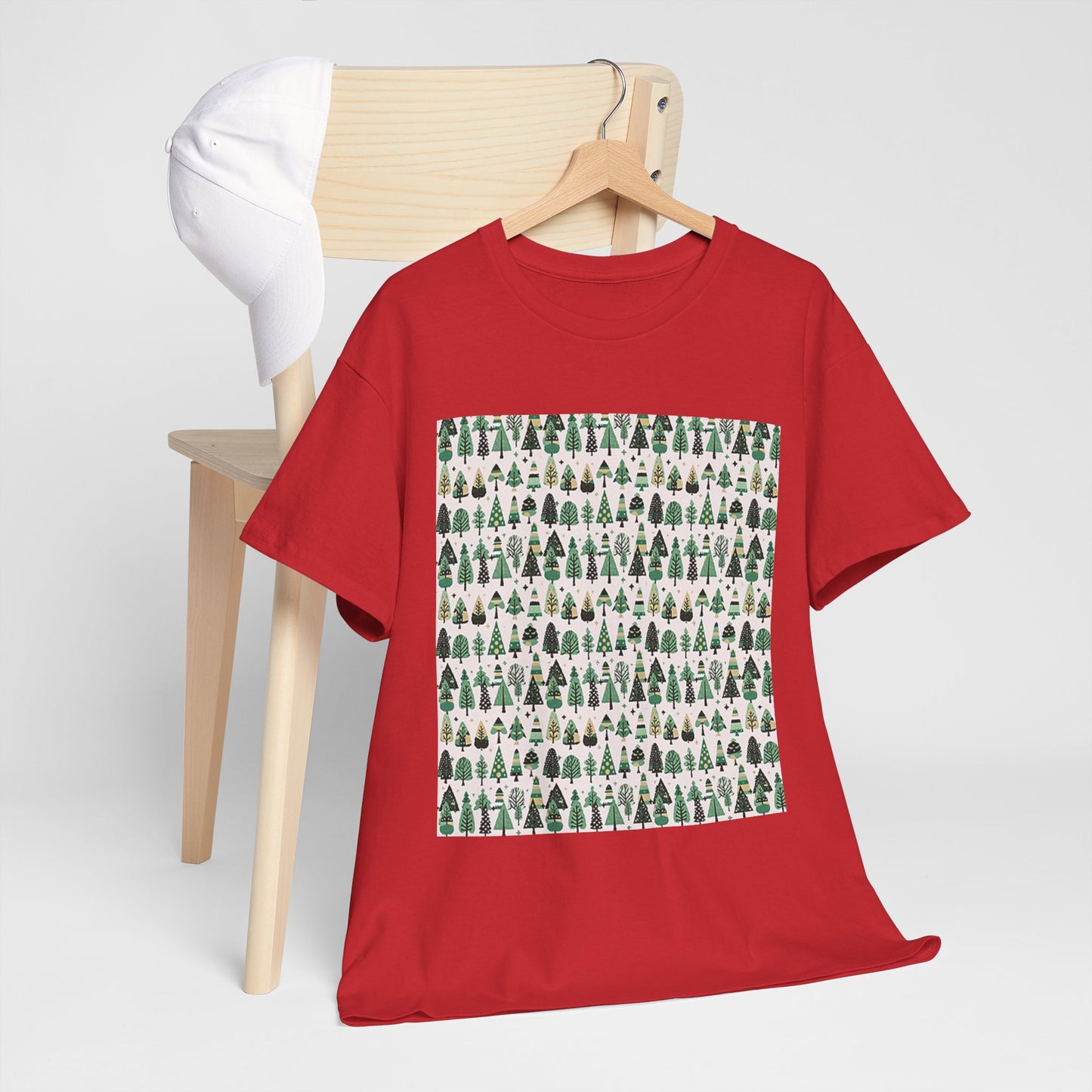 Mini Vintage Green Trees Unisex Heavy Cotton Tee, Medium