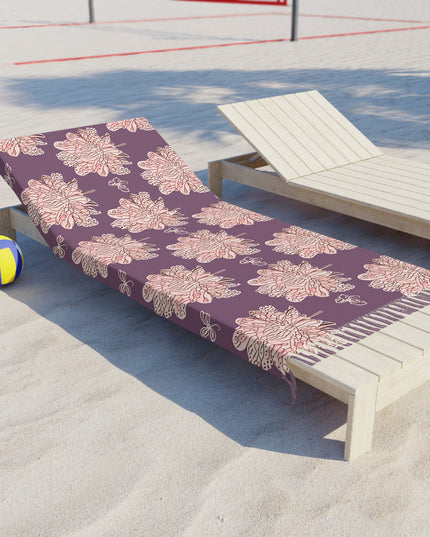 Pink Floral Butterflies 38" × 81" Boho Beach Cloth