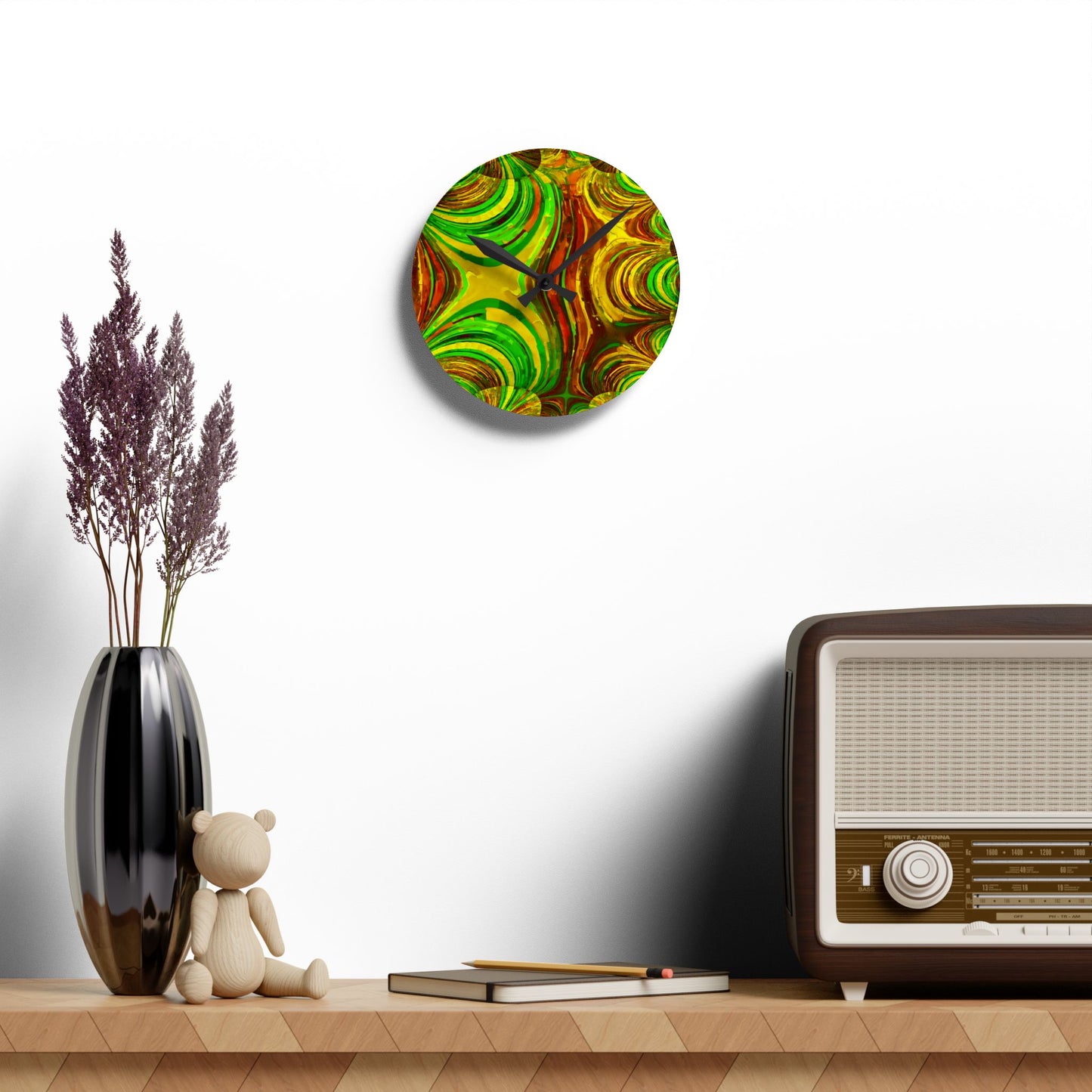 Uzi Spiral Beta Acrylic Round Wall Clock, 8" x 8"