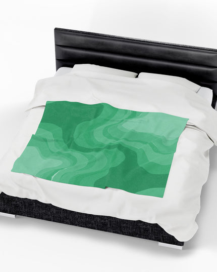 Mint Green Wavey Velveteen Plush Blanket, 50" x 60"