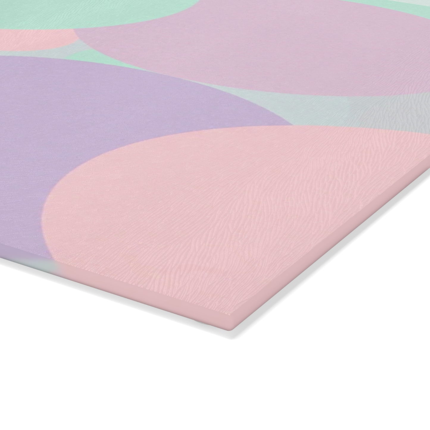 Pastel Peach and Soft Green Patches 8" x 11" Glass Cutting Board
