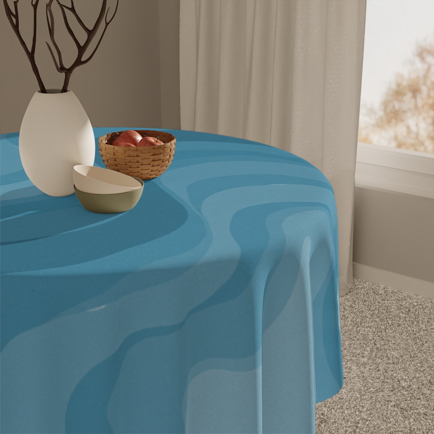 Sky Blue Wavey Tablecloth, 55" x 55"