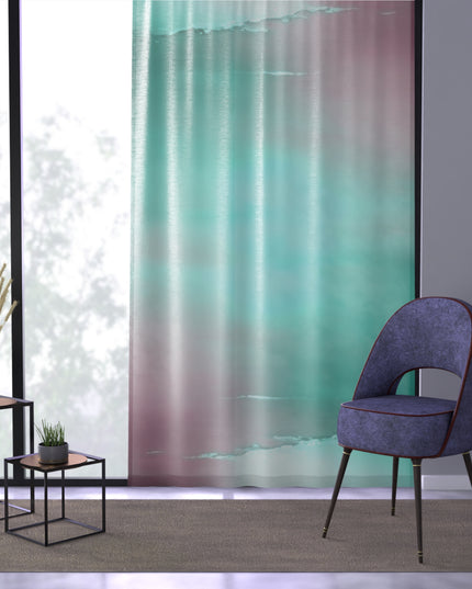 Green Sea Lavender Fog Window Curtain, 50" x 84", partially transparent