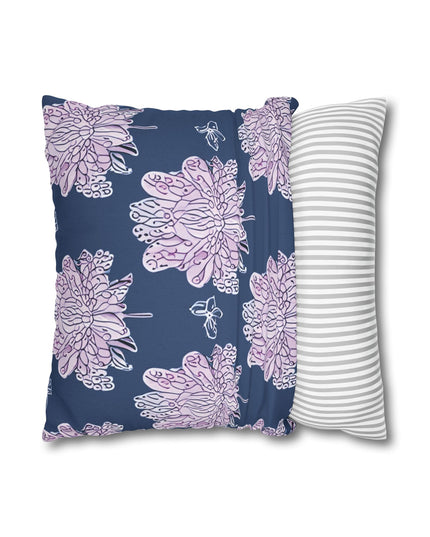 Purple White Floral Butterflies Spun Polyester Square Pillowcase, 14" x 14"