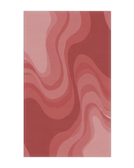 Power Red Wavey Tea Towels (cotton, poly), 18" x "30