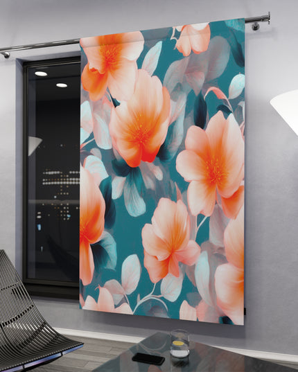 Orange Blossom Floral Bunch Window Curtain, 50" x  84", blackout