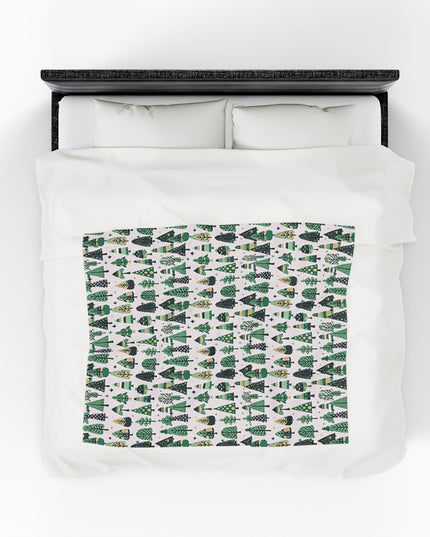 Mini Vintage Green Trees Velveteen Plush Blanket, 50" x 60"