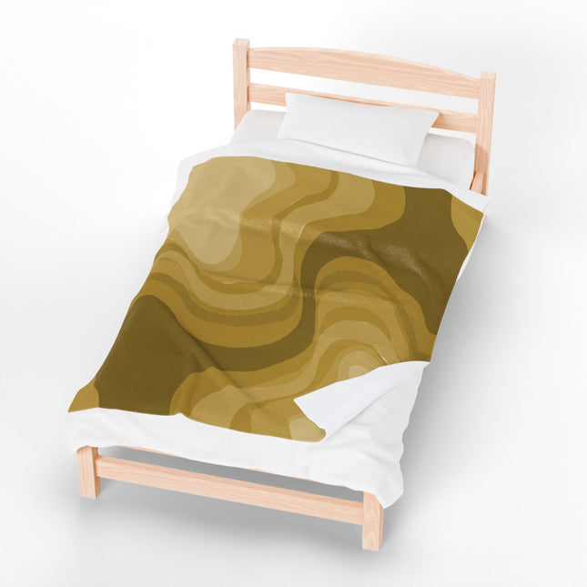 Brown Wavey Velveteen Plush Blanket, 50" x 60"