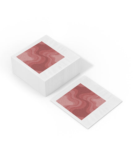 Power Red Wavey White Coined Napkins, 6.5" x 6.5"