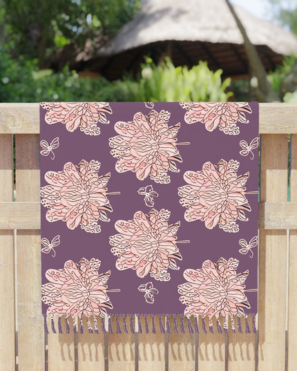 Pink Floral Butterflies 38" × 81" Boho Beach Cloth