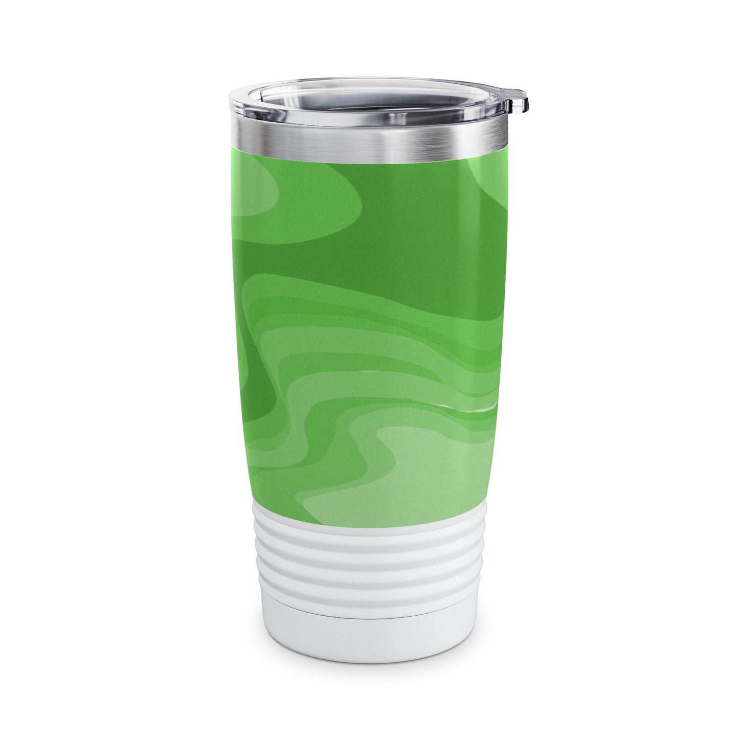 Greenie Meanie Wavey Ringneck Tumbler, 20oz in white, steel and black