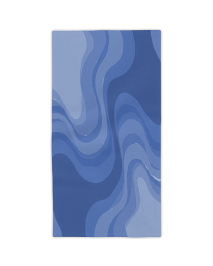 Deep Blue Wavey Beach Towel, 24" x 44"