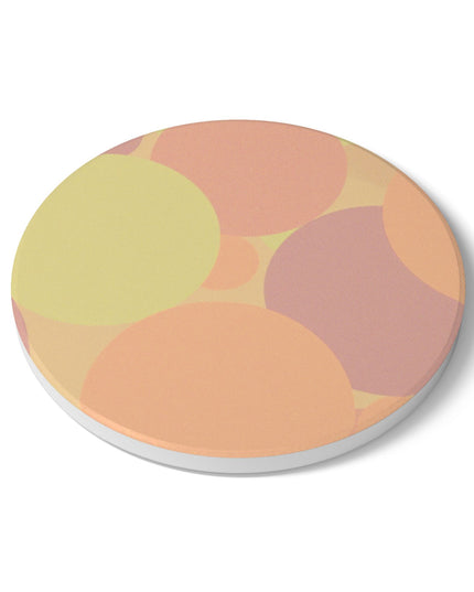 Pastel Hot Peach Patches 4" x 4" Round Ceramic Coaster