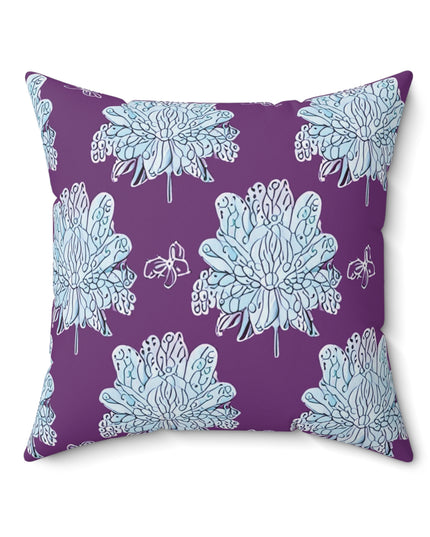 Blue Floral Butterflies 20" x 20" Faux Suede Square Pillow
